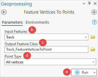 The Feature Vertices To Points tool pane to be configured.