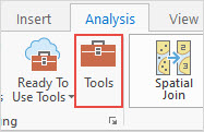 The Tools button in the Geoprocessing group on the Analysis tab.