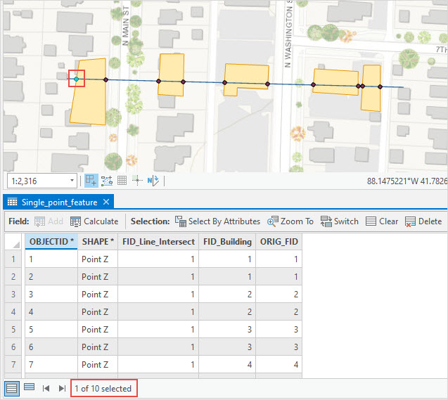 The multipoint features converted into single point features in the map and the attribute table.