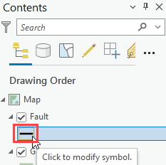 The line symbol in the Contents pane.