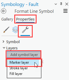 The Marker layer option, under the Layers node in the Format Line Symbol pane.