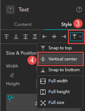 Select Vertical center in the drop-down menu