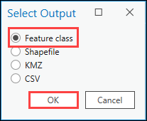 The Select Output window to be configured