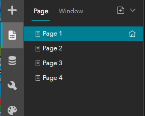The list of page on the Page tab in the Page panel.