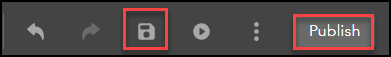 The Save and Publish buttons on the builder toolbar.