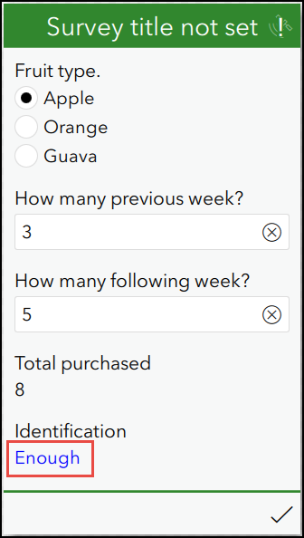 An example of the ArcGIS Survey123 Connect survey form