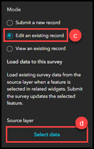 Setting the Survey widget mode