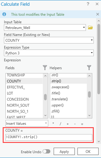 The Calculate Field window