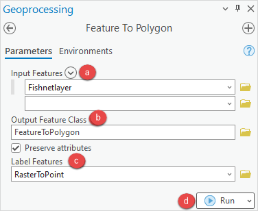 The Feature To Polygon tool pane to be configured.