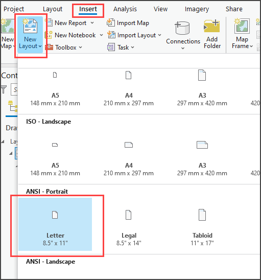 Creating a new layout in ArcGIS Pro