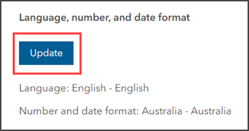 Updating the Language, number, and date format