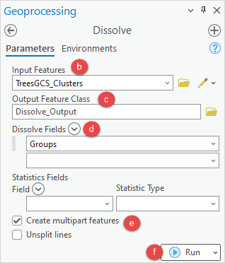 The Dissolve tool pane is to be configured.