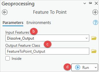 The Feature To Point tool pane is to be configured.