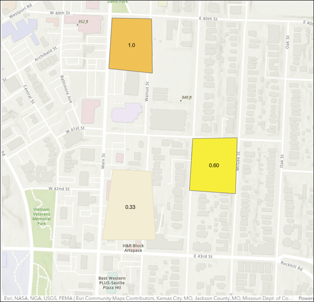 Web maps displaying decimal values as labels.