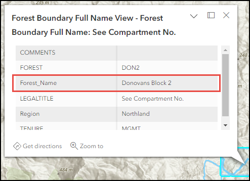 The pop-up of the layer in Portal for ArcGIS Map Viewer