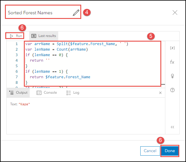 Specifying the Arcade expression in the Portal for ArcGIS Map Viewer editor window