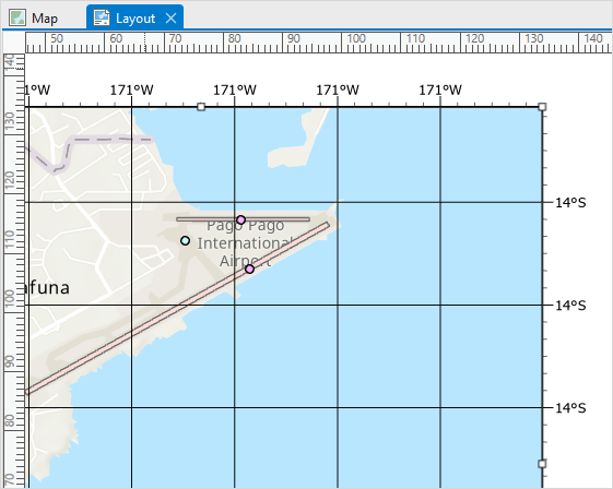 The map frame in the ArcGIS Pro layout.