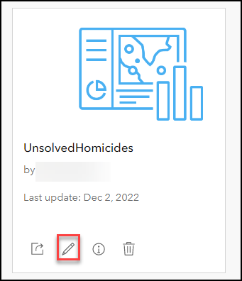The image of the Edit icon being highlighted in ArcGIS Dashboards.