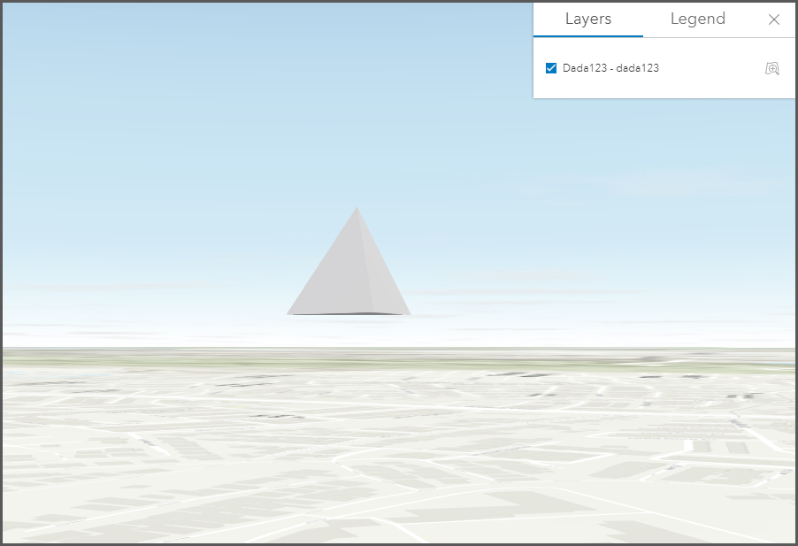A 3D pyramid floating above the ground in ArcGIS Online