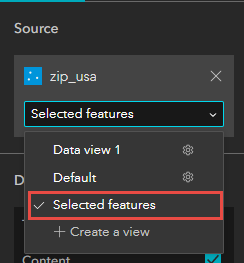 Select the Selected features data view