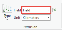 The created elevation field selected as the extrusion field