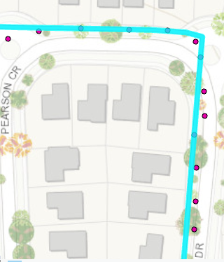 The polyline feature with points on the map in ArcGIS Pro.