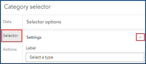 The Selector tab on the Category selector window