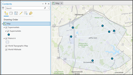 The point feature layer and polygon layer on the map