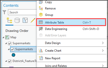 Navigating to the Attribute Table