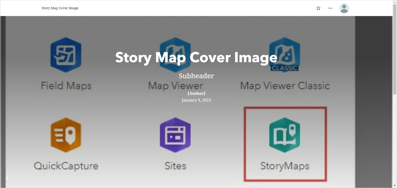 ArcGIS StoryMaps story builder cover layout in Full.