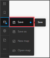 Saving the web map on the Contents toolbar