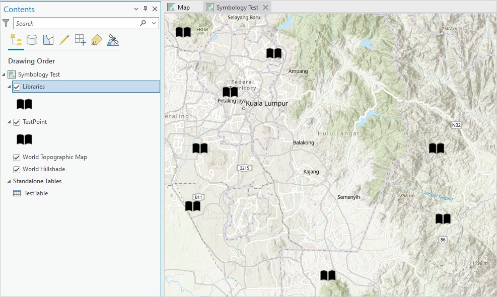 Web map opened in ArcGIS Pro.