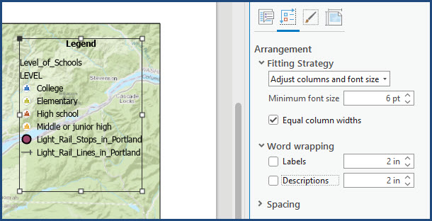 The legend with no overflow symbol appearing after configuring the word wrapping settings