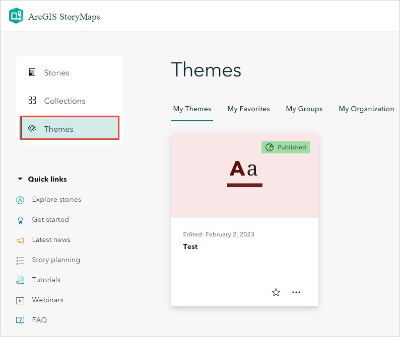 ArcGIS StoryMaps home page.