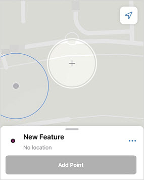 The Add Point button is unavailable when the map crosshairs is beyond the location of the user.