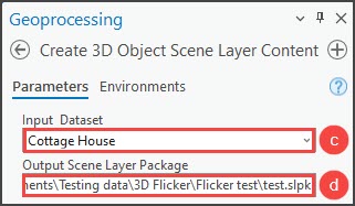 Configuring the Create 3D Object Scene Layer Content tool parameters