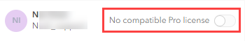 The 'No compatible Pro license' remark.