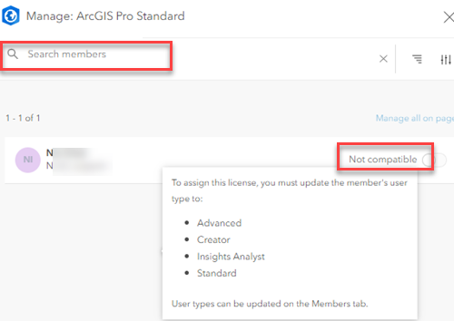 The Manage: ArcGIS Pro Standard window.