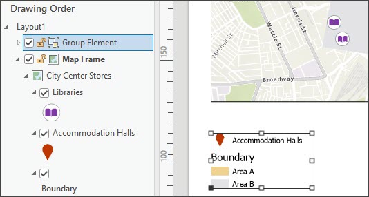 The remaining legend items are grouped into a single map item