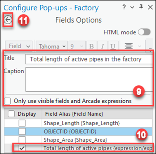 Configure Pop-ups pane with configuration