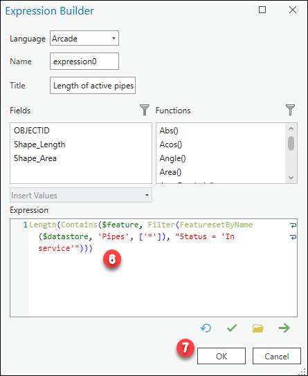Arcade expression in the Expression Builder window