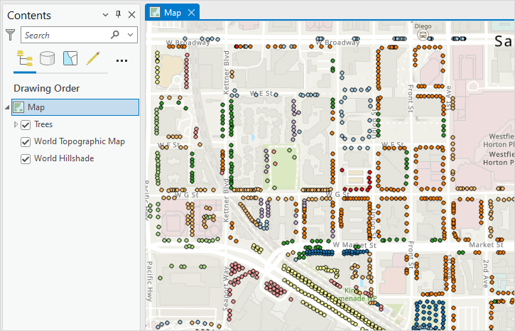 Different symbols color of the feature layer in ArcGIS Pro.