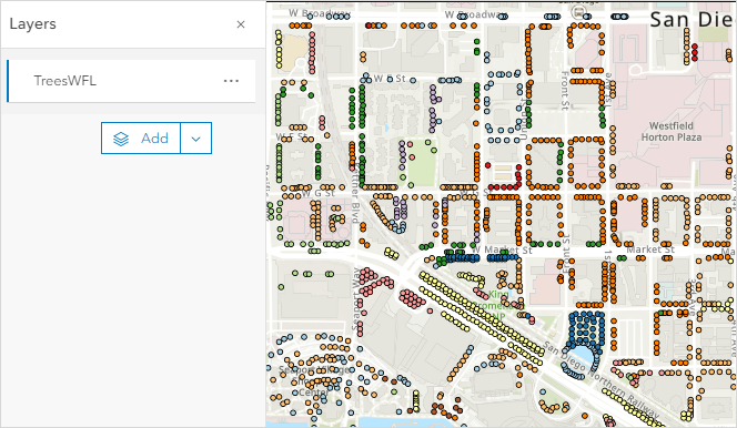 Different symbols color of the hosted feature layer in ArcGIS Online Map Viewer.