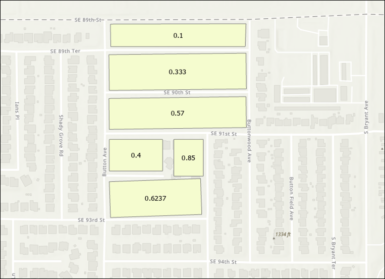 Map with decimal labels