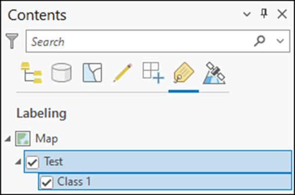 Labeling list in the Contents pane