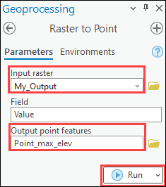 A configured Raster to Point pane.