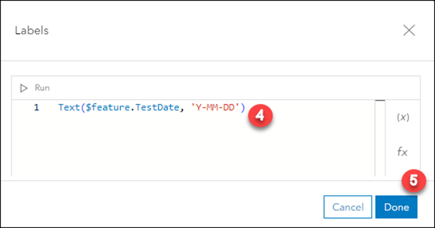 Expression specified in the code box