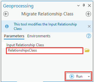 The Migrate Relationship Class tool used to change the primary key to the GlobalID