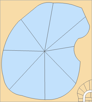 The polygon feature is split into eight sectors with equal arc lengths.