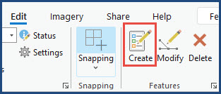 The Create button in the Features group.